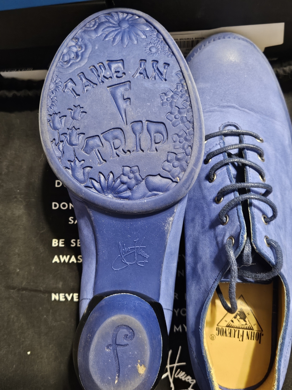 John Fluevog Periwinkle Suede Lace-Up Boots